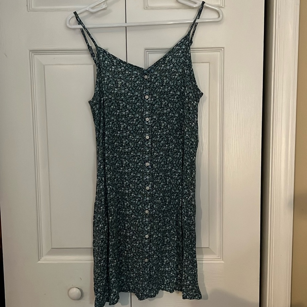 Green and blue ditsy floral mini dress from Aerie, size small